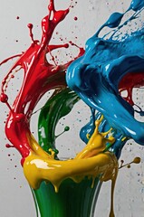 Dynamic Splash of Color: Vivid Paint in Motion with Glossy, Fluid Textures