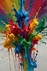Dynamic Splash of Color: Vivid Paint in Motion with Glossy, Fluid Textures