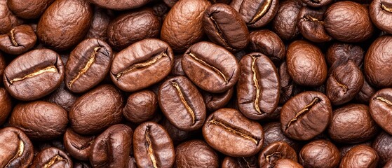Obraz premium A pile of coffee beans, all brown on the outside and inside