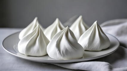  Elegant dessert presentation with white meringue kisses