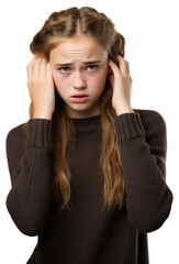 PNG Young british girl portrait worried adult.