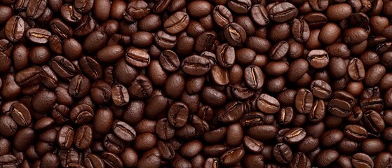 Obraz premium A pile of coffee beans with some beans visible in the middle, atop the bottom portion of the image