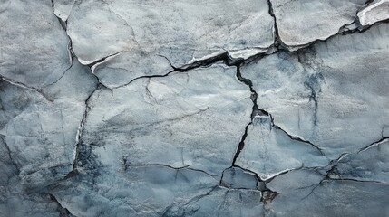 Obraz premium A cracked and weathered surface, painted with shades of grey and white, evoking the feeling of a frozen lake and the passage of time.