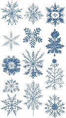Fototapeta premium Icon Set, Christmas Ornaments and Colorful Snowflakes, Floral, Abstract Image, Texture, Pattern Background, Wallpaper, Cover and Screen for Smartphone, PC, Laptop, 9:16 and 16:9 Format