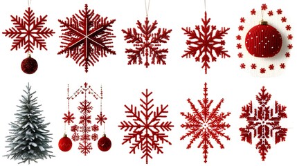 Icon Set, Christmas Ornaments and Colorful Snowflakes, Floral, Abstract Image, Texture, Pattern Background, Wallpaper, Cover and Screen for Smartphone, PC, Laptop, 9:16 and 16:9 Format