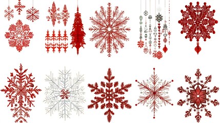 Icon Set, Christmas Ornaments and Colorful Snowflakes, Floral, Abstract Image, Texture, Pattern Background, Wallpaper, Cover and Screen for Smartphone, PC, Laptop, 9:16 and 16:9 Format