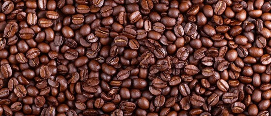 Fototapeta premium A close-up view displays two halves of coffee beans stacked high