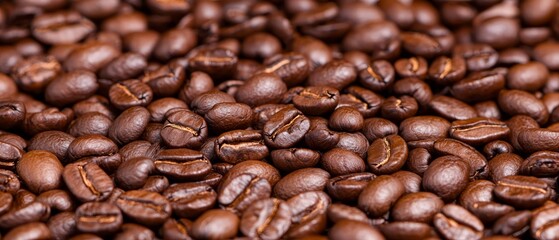  Three piles of brown coffee beans with a pile of coffee beans on top of each