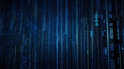 Abstract blue background data technology glowing lines