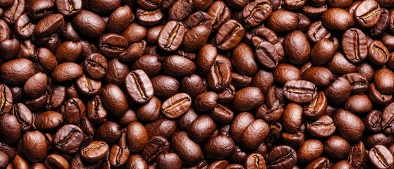 Obraz premium A large pile of coffee beans with some beans scattered in the middle