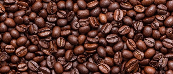 Fototapeta premium A mound of coffee beans, densely packed in the upper half