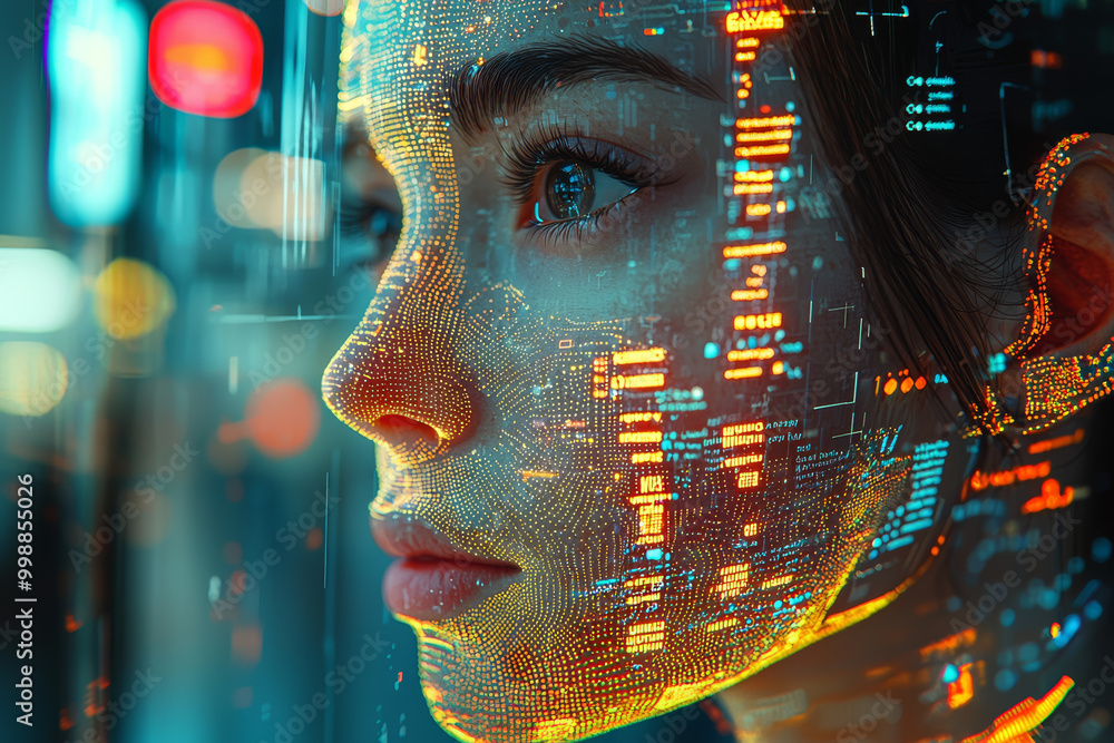 Poster an ai model analyzing social media data to identify trends and consumer sentiment. concept of ai in 