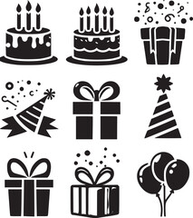 Set of birthday elements