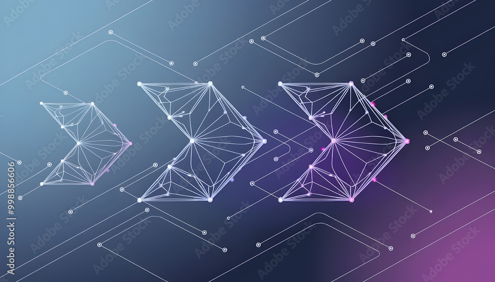 Poster abstract polygonal space low poly arrow with connecting dots and lines. wireframe business arrow con