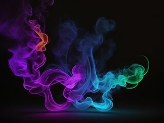 Obraz premium Neon smoke on a black background, abstraction.