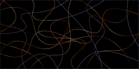 Random pattern colorful line stroke on a transparent background. Chaotic random lines abstract geometric pattern vector background. Decorative golden pattern with tangled curved lines.	