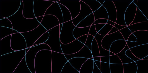 Random pattern colorful line stroke on a transparent background. Chaotic random lines abstract geometric pattern vector background. Decorative golden pattern with tangled curved lines.	