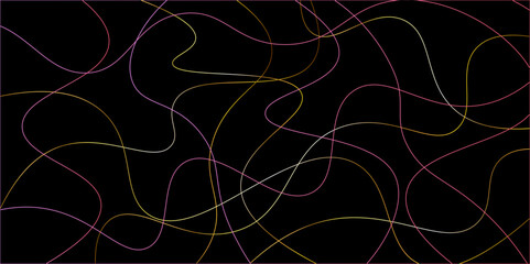 Random pattern colorful line stroke on a transparent background. Chaotic random lines abstract geometric pattern vector background. Decorative golden pattern with tangled curved lines.	