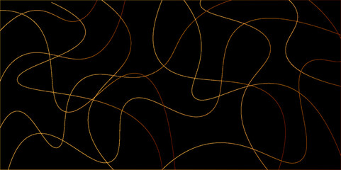 Random pattern colorful line stroke on a transparent background. Chaotic random lines abstract geometric pattern vector background. Decorative golden pattern with tangled curved lines.	