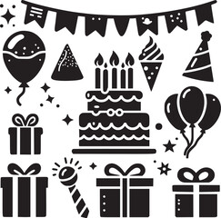 set of boxes and balloons