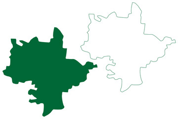 Rewari district (Haryana State, Republic of India) map vector illustration, scribble sketch Rewari map