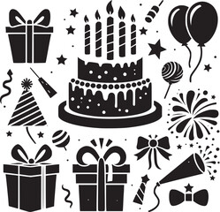 set of birthday elements