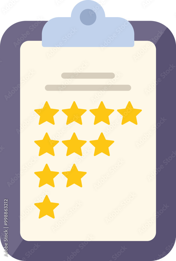 Poster clipboard is showing customer satisfaction with a five star rating system