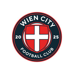 Fototapeta premium Vintage football logo, badge, emblem and much more. Wien City football club vintage tee print, athletic apparel design shirt graphic print.