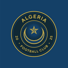Vintage football logo, badge, emblem and much more. Algeria Team football club vintage tee print, athletic apparel design shirt graphic print.