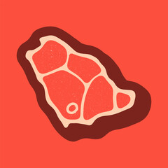 Saudi Arabia map for steak meat logo. Vector retro black and red meat dishes logotype illustration. Graphic grill BBQ label, emblem, symbol. Premium beef restaurant badge