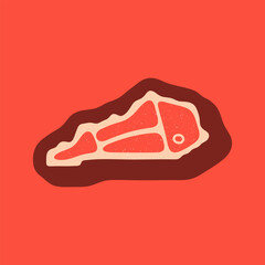 Kentucky, USA map for steak meat logo. Vector retro black and red meat dishes logotype illustration. Graphic grill BBQ label, emblem, symbol. Premium beef restaurant badge