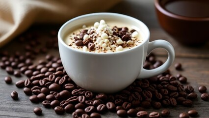  Deliciously frothy cappuccino with a sprinkle of chocolate and marshmallows