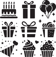 set of boxes and balloons