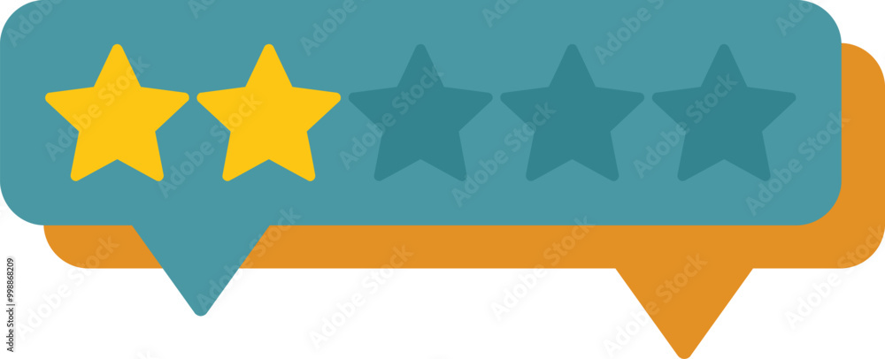 Poster feedback rating with two out of five stars is displayed in a speech bubble