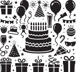set of birthday icons