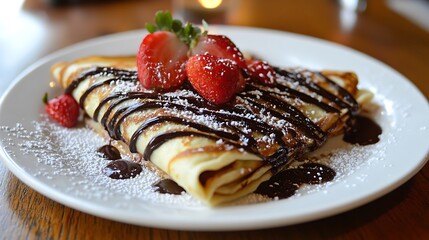 A classic French crepe filled with Nutella and fresh strawberries
