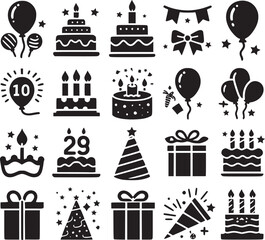 set of birthday icons