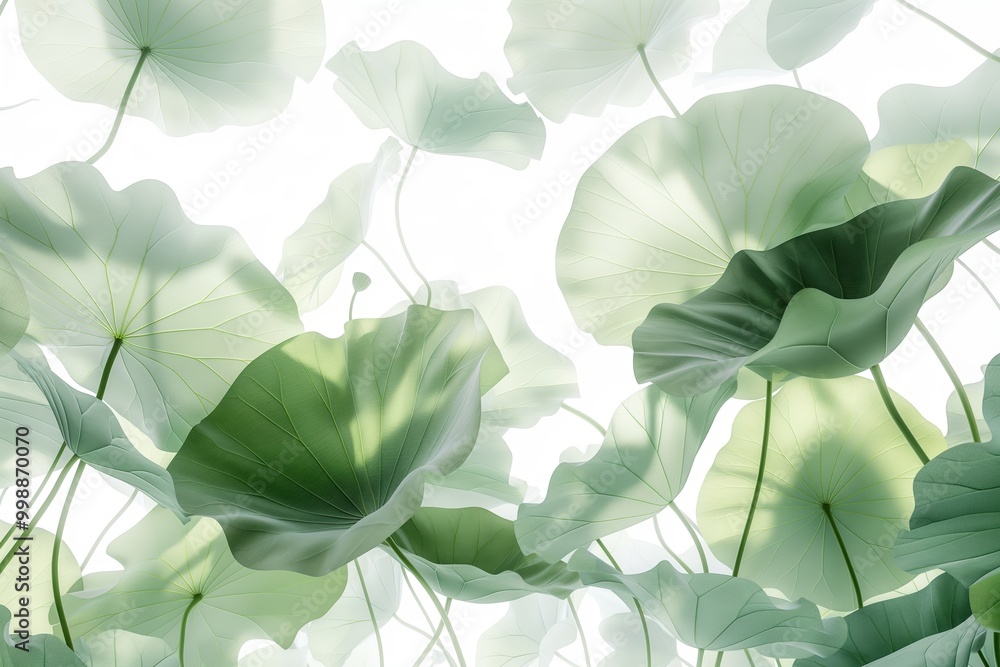Poster bunch of green leaves are shown in a white background. the leaves are arranged in a way that they lo