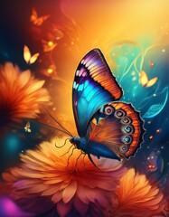 BUTTERFLY WITH. PEAKCOCK COLOR