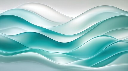 Abstract flowing waves in transformative teal tones, soft gradient design with copy space