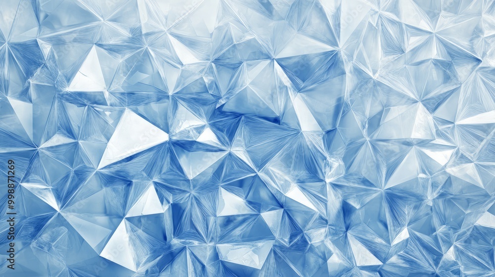 Poster abstract winter pattern with repeating triangular shapes, icy blue tones