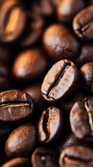 Fototapeta premium Close-up of coffee beans, macro lens