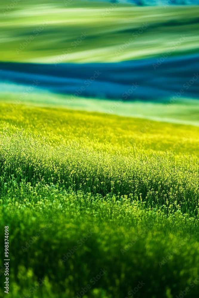 Poster a soothing gradient backdrop where rich green and soft blue effortlessly blend together, producing a