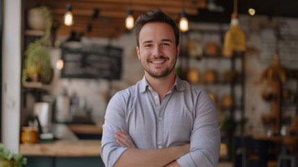 Fototapeta premium An entrepreneur in an emerging market building a personal brand to connect with local and international audiences.