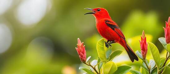 Vibrant Red Bird on a Branch