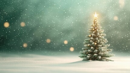 Christmas tree with snow and lights