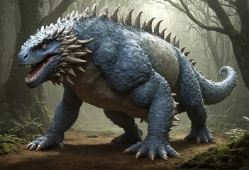 Obraz premium Giant Blue Dinosaur in Forest