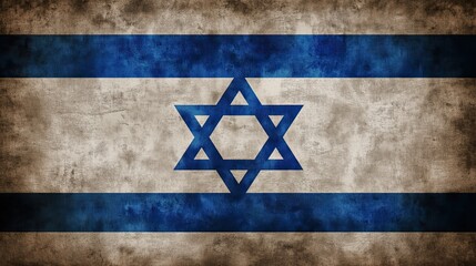 Obraz premium old vintage Israel national flag on concrete wall