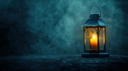 A Single Lantern Illuminates a Foggy Night