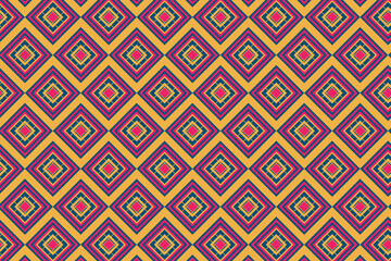 Seamless geometric pattern with colorful squares in Mexican style. Vector illustration.